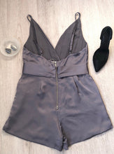 Load image into Gallery viewer, The Perfect Date Night Stella Silk Romper - Charcoal
